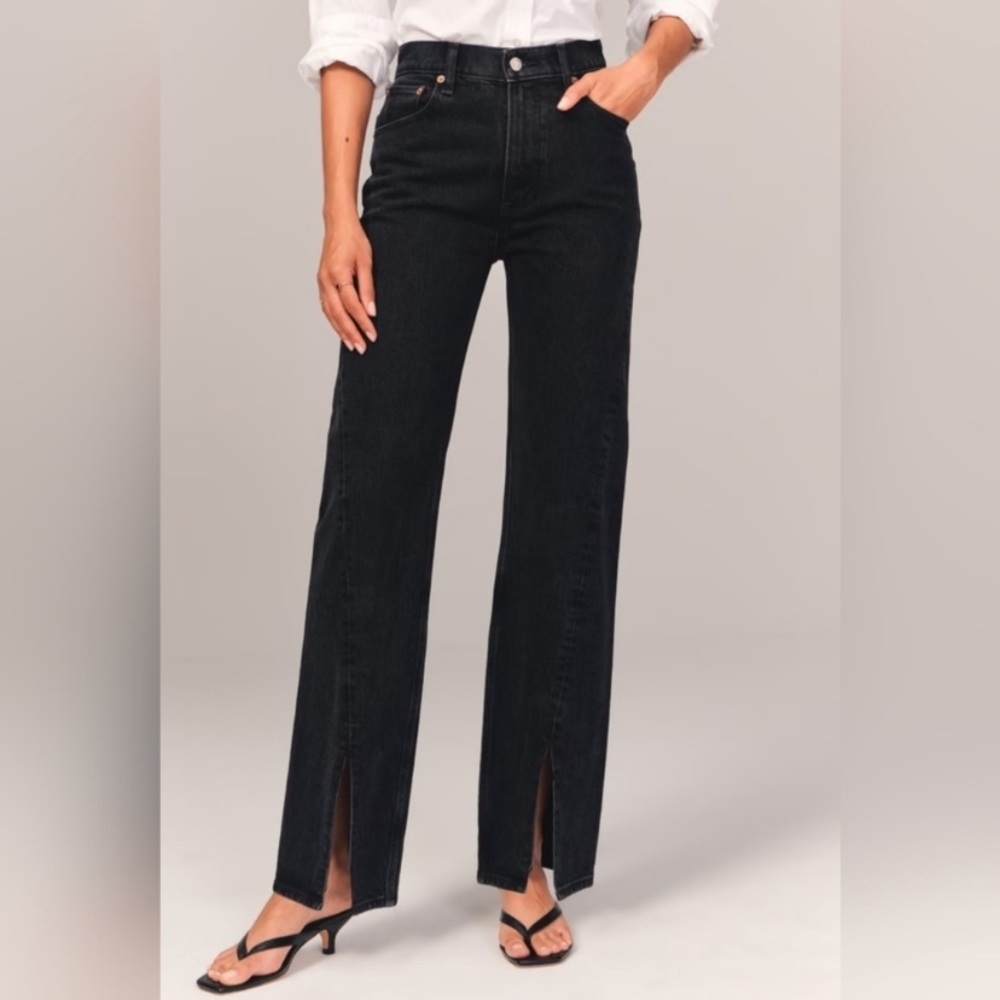 Abercrombie & Fitch the 90s Relaxed Jean High Rise Black size 28/6R